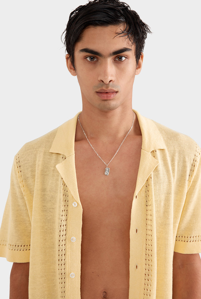 Knitted Contrast Short Sleeve Shirt - Golden Haze