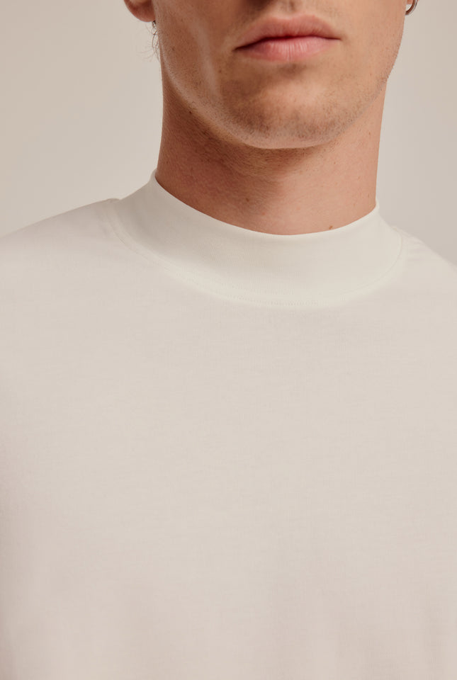 Long Sleeve High Neck T-Shirt - Off White