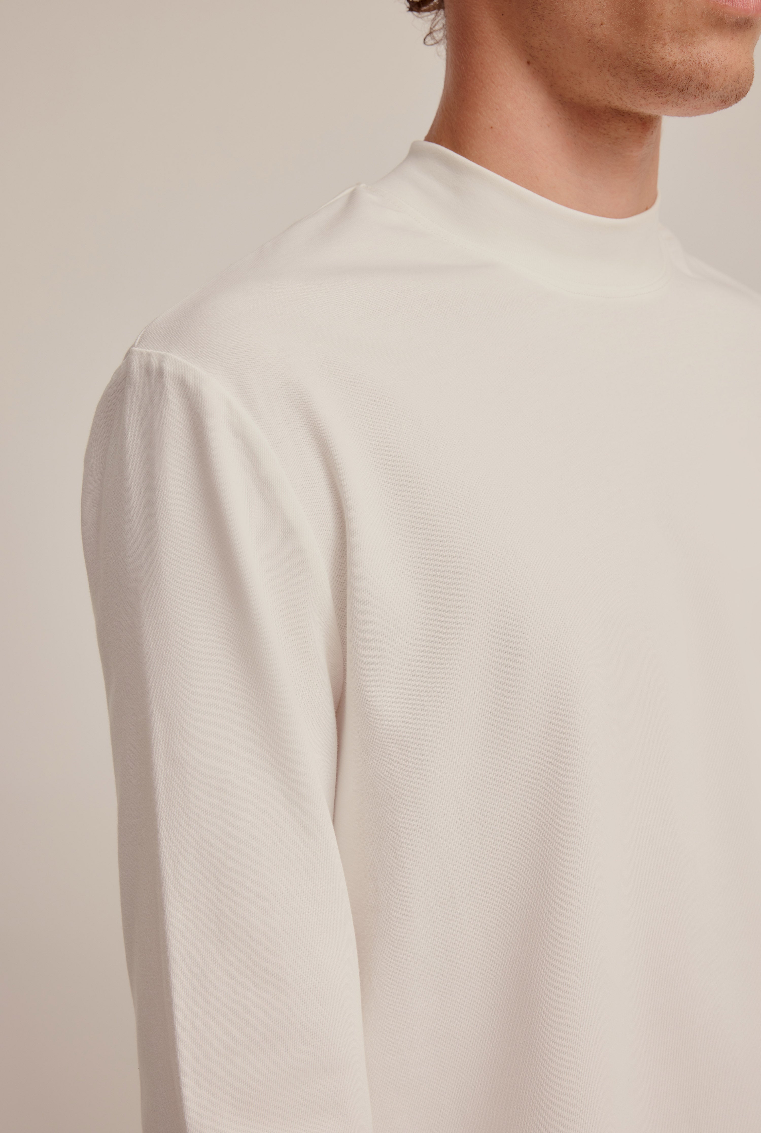 Long Sleeve High Neck T-Shirt - Off White