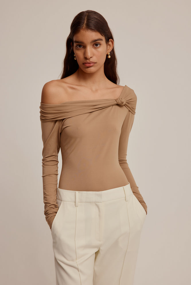 Long Sleeve Off Shoulder Bodysuit - Oak