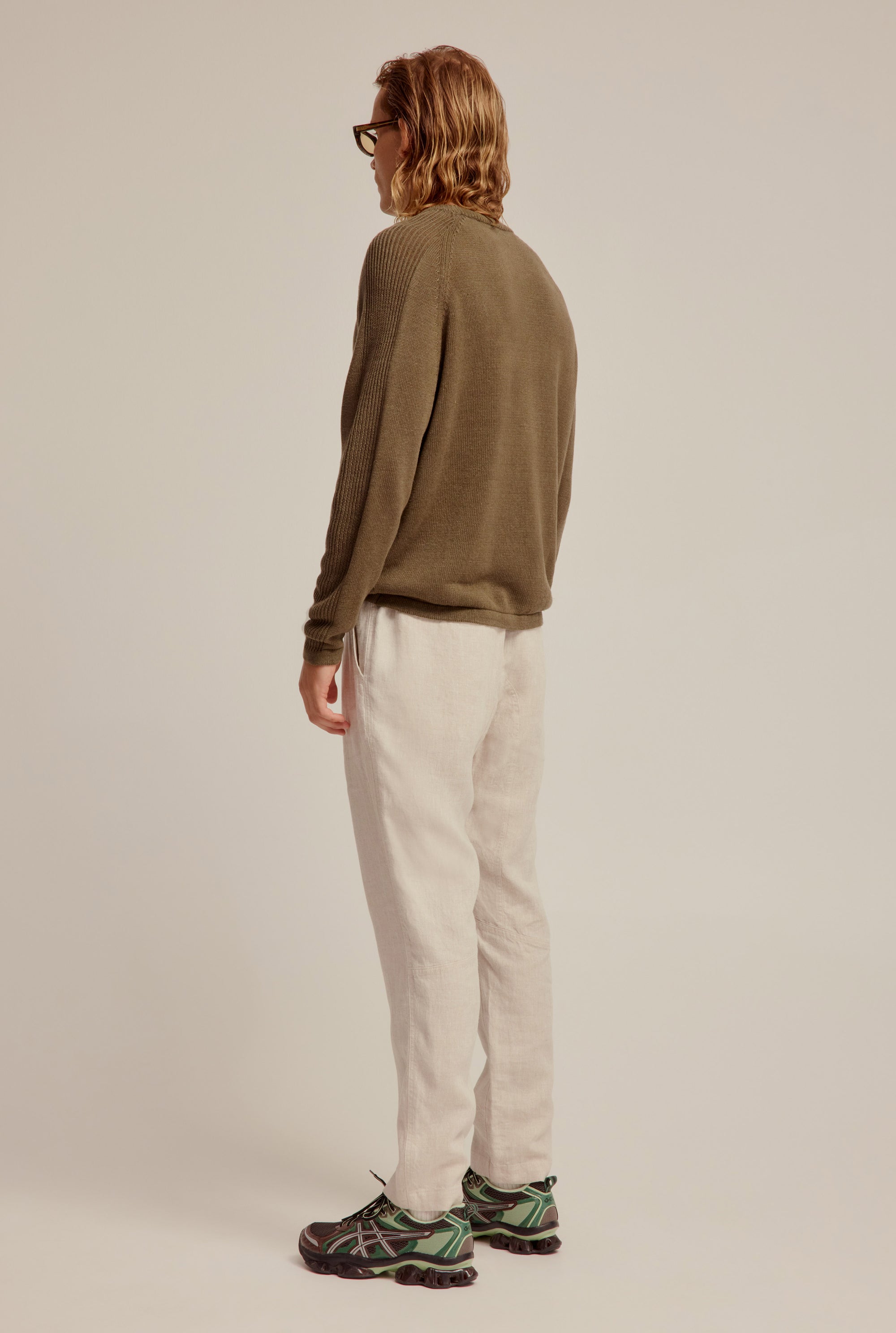 Linen Raglan Sweater - Deep Olive Brown