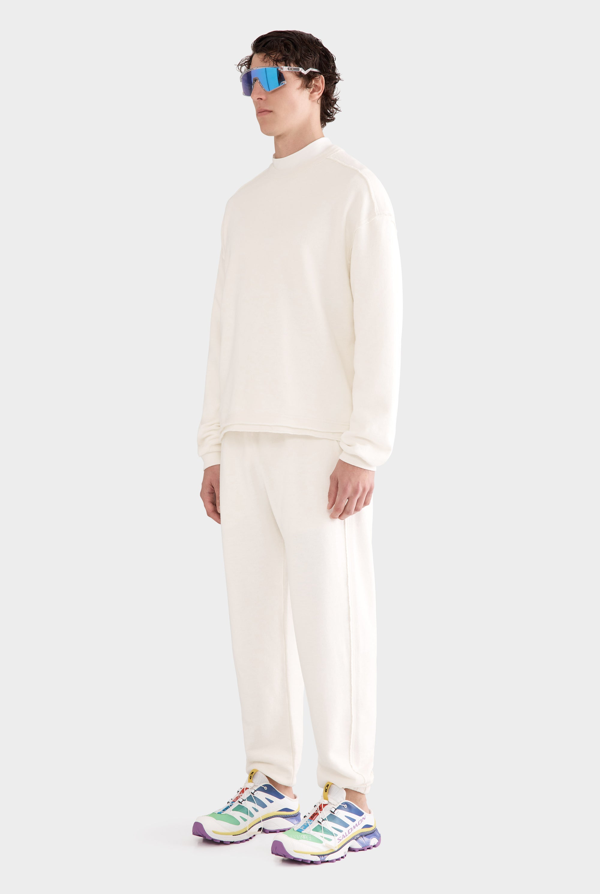 Organic Cotton Raw Edge Track Pant - Cream