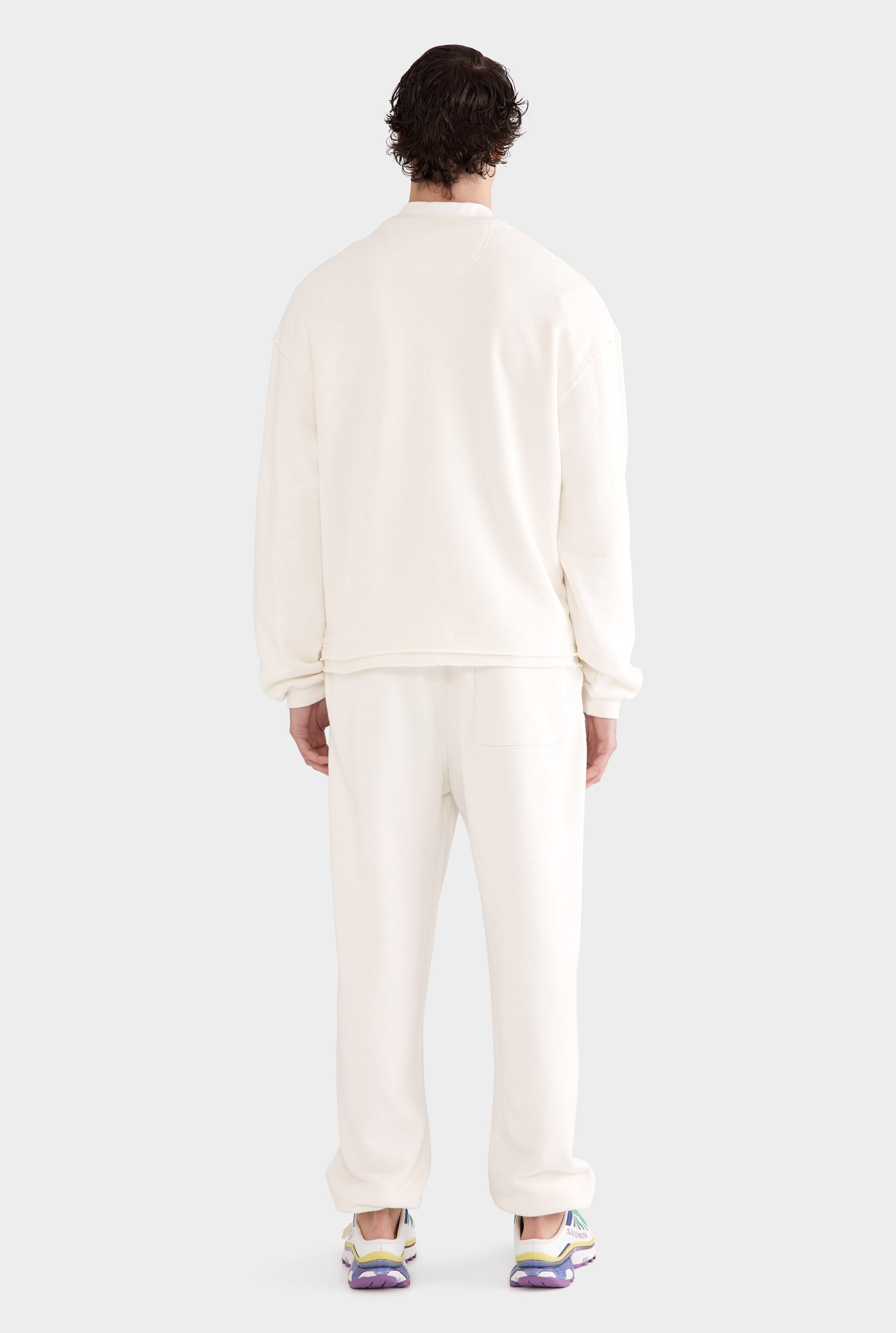 Organic Cotton Raw Edge Track Pant - Cream