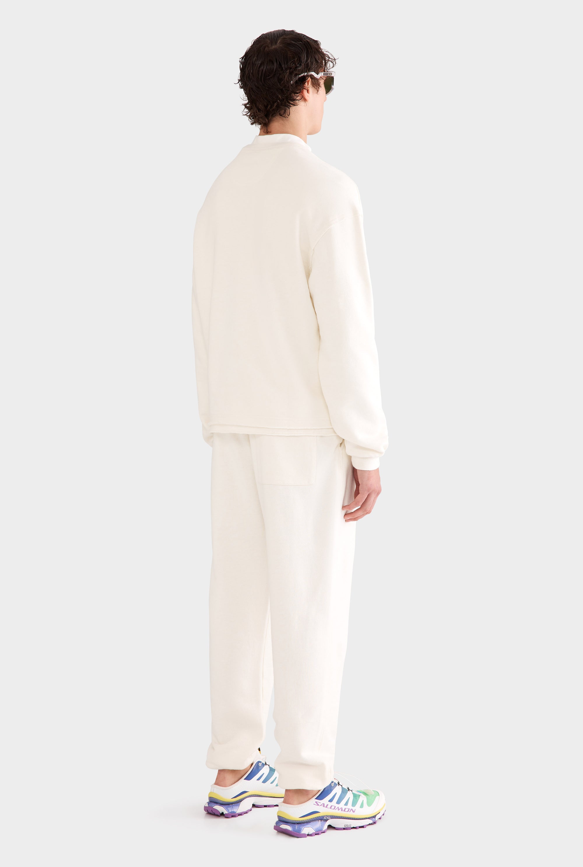 Organic Cotton Raw Edge Track Pant - Cream