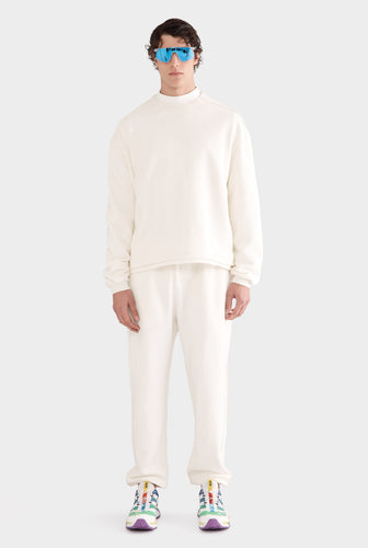 Organic Cotton Raw Edge Track Pant - Cream