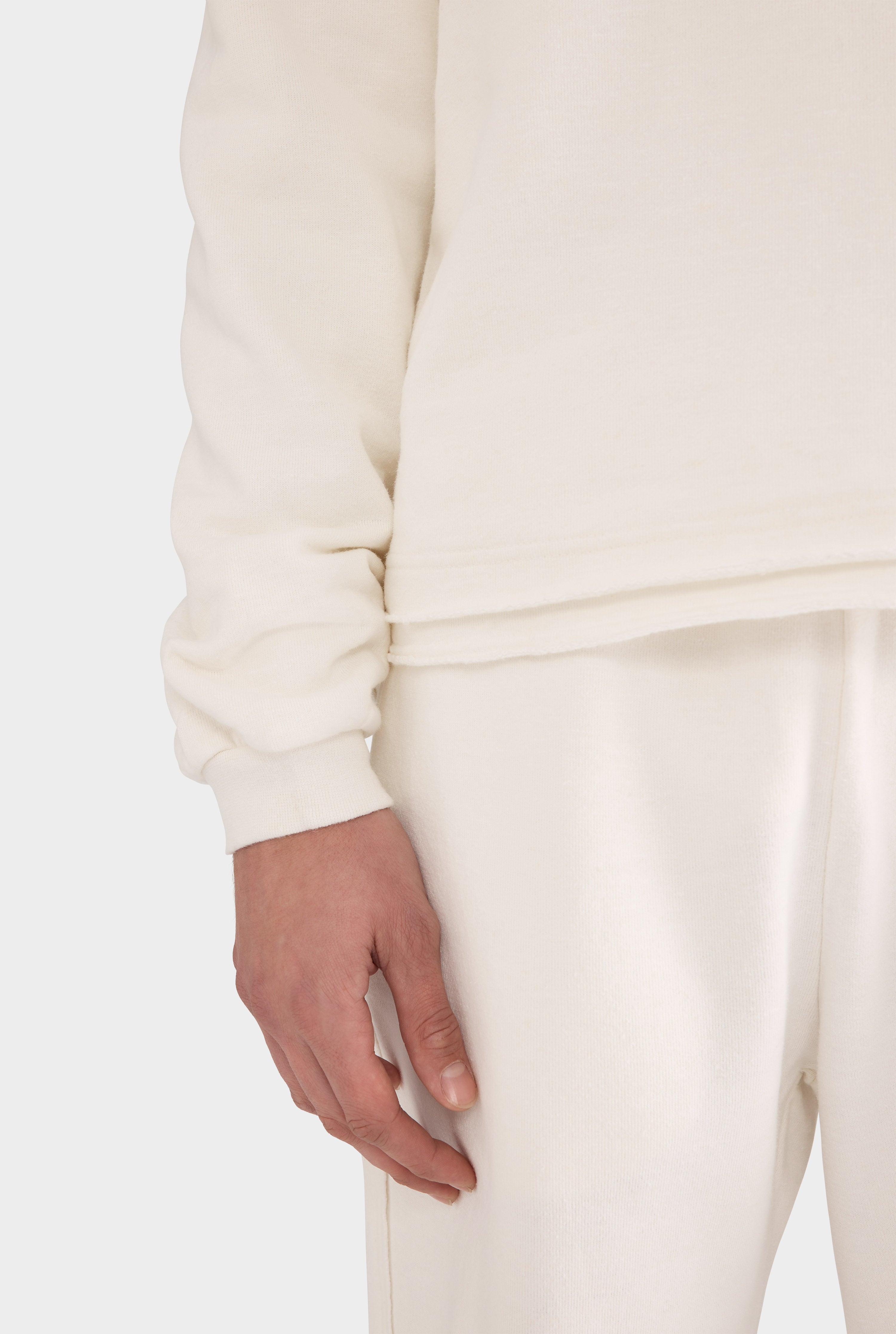 Organic Cotton Raw Edge Track Pant - Cream