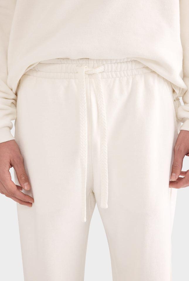 Organic Cotton Raw Edge Track Pant - Cream