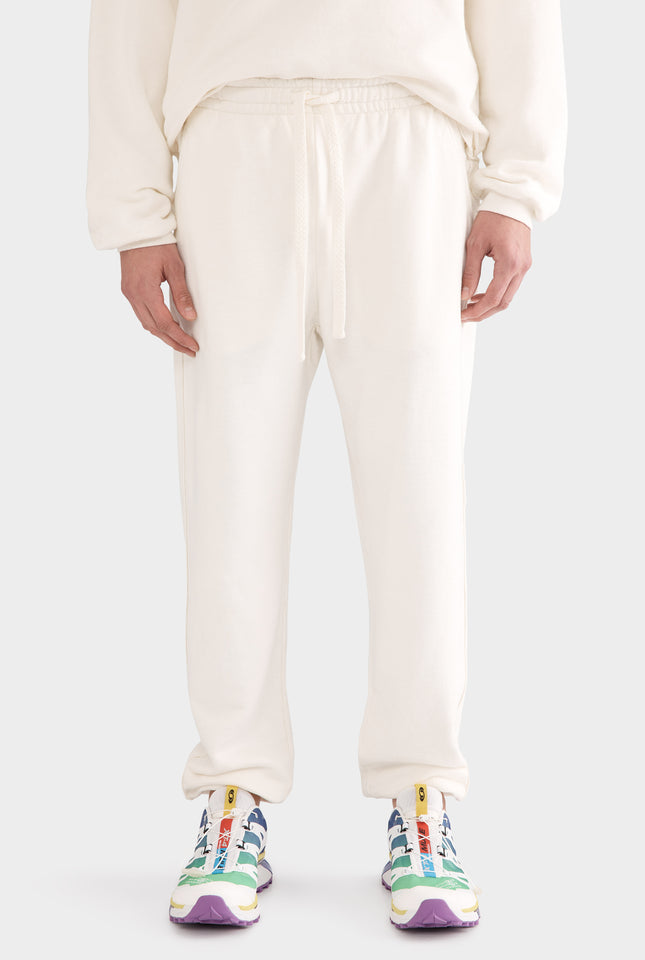 Organic Cotton Raw Edge Track Pant - Cream