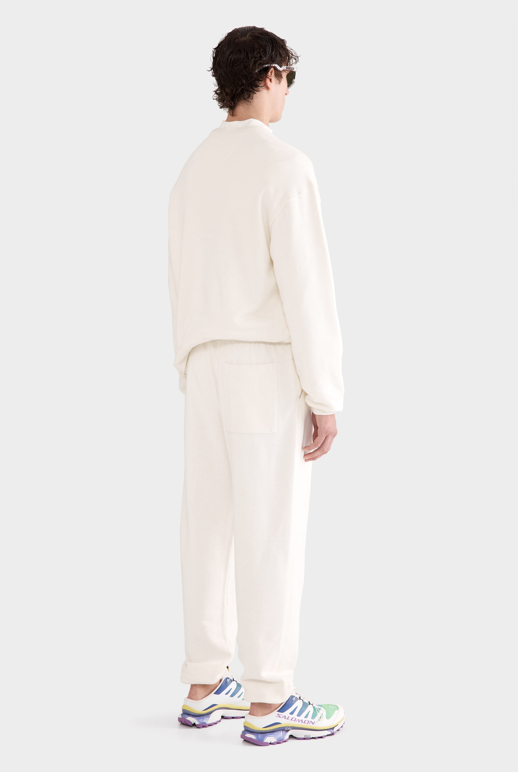 Organic Cotton Raw Edge Track Pant - Cream