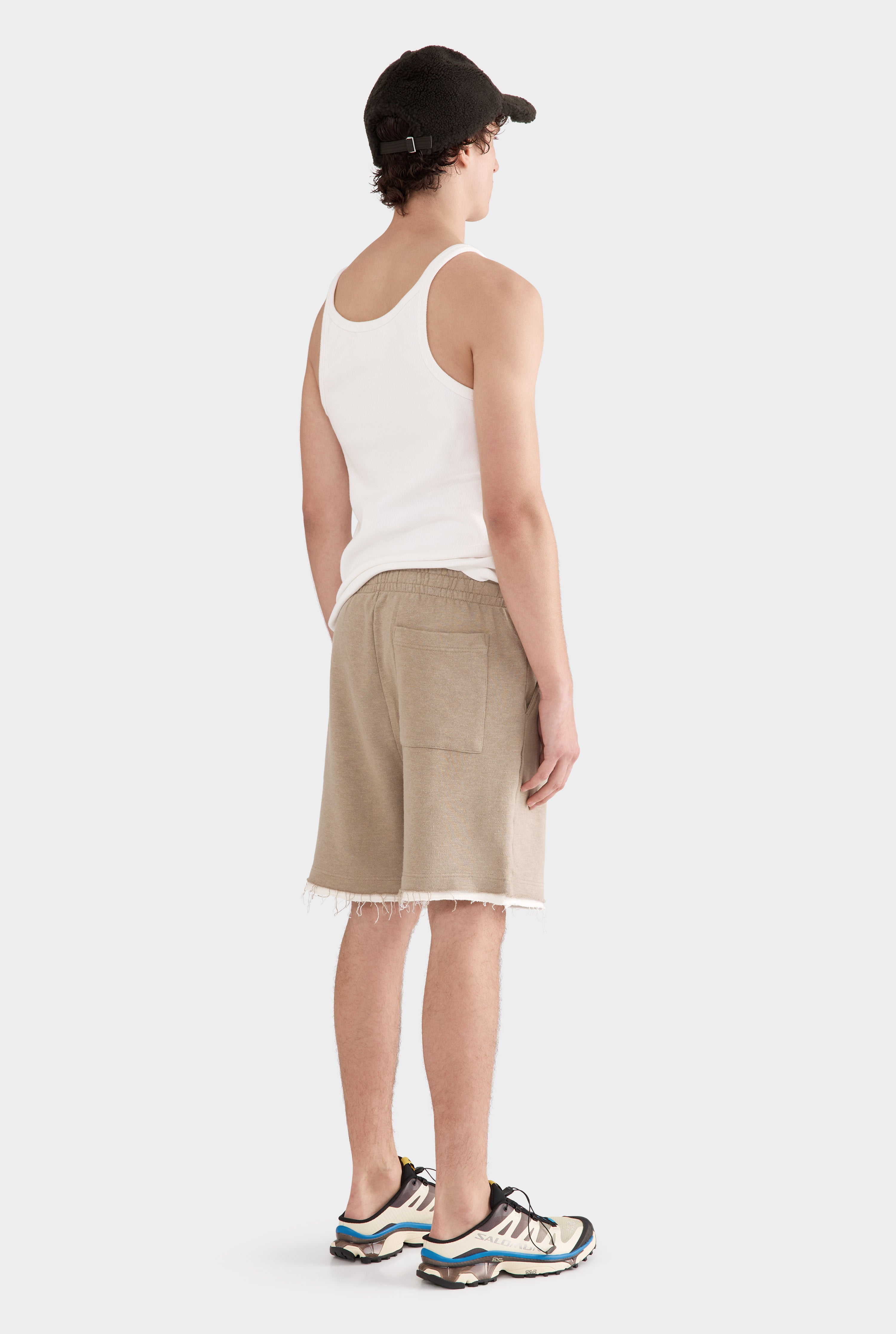 Organic Cotton Raw Edge Track Short - Walnut/Cream