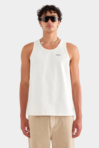 Bound Jersey Tank - Cream/Crochet Tape