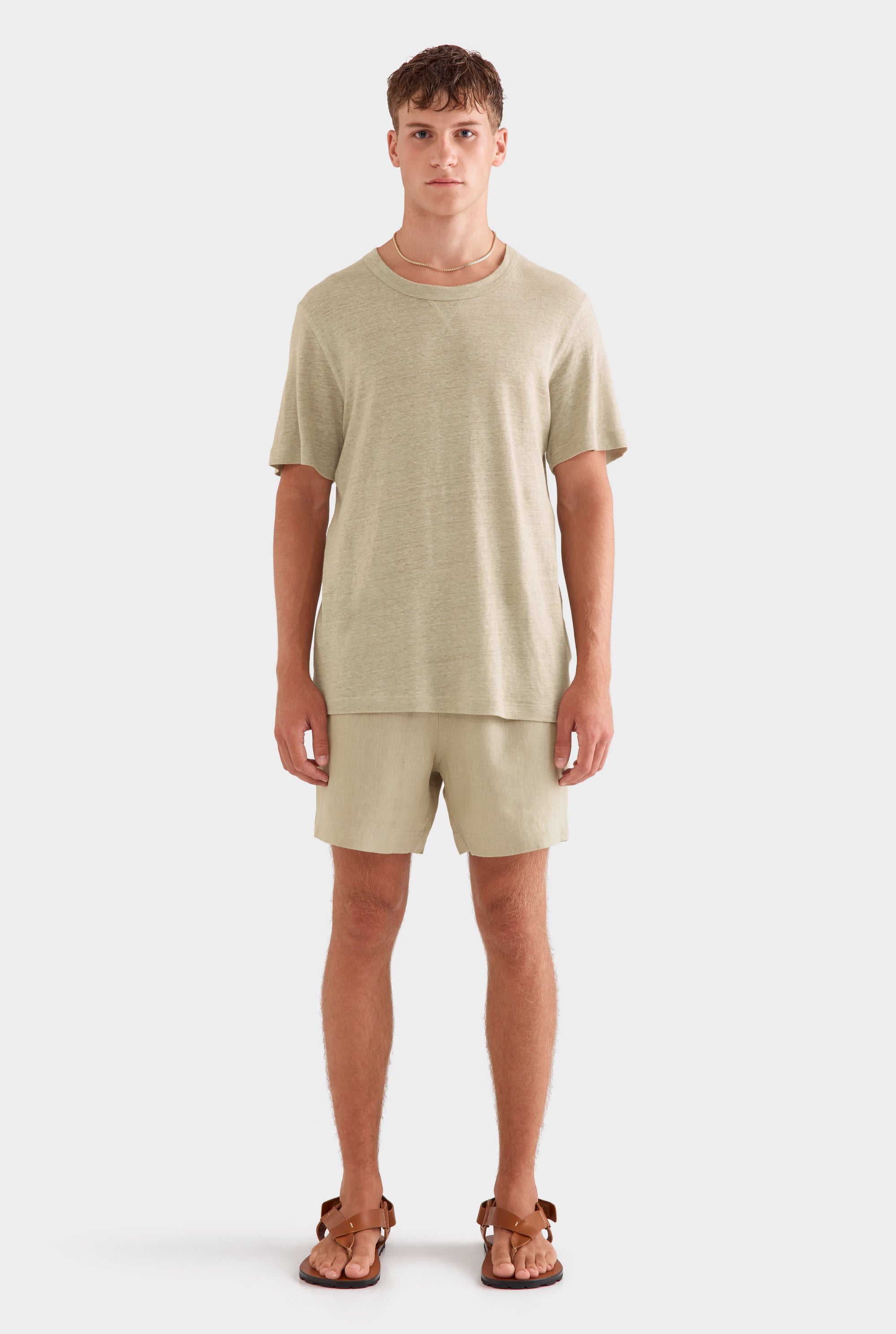 Coverstitch Linen T-Shirt - Sage