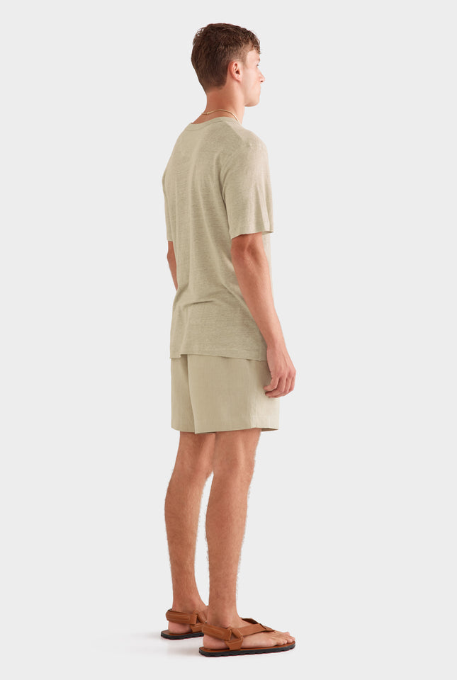 Coverstitch Linen T-Shirt - Sage