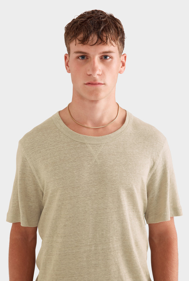 Coverstitch Linen T-Shirt - Sage