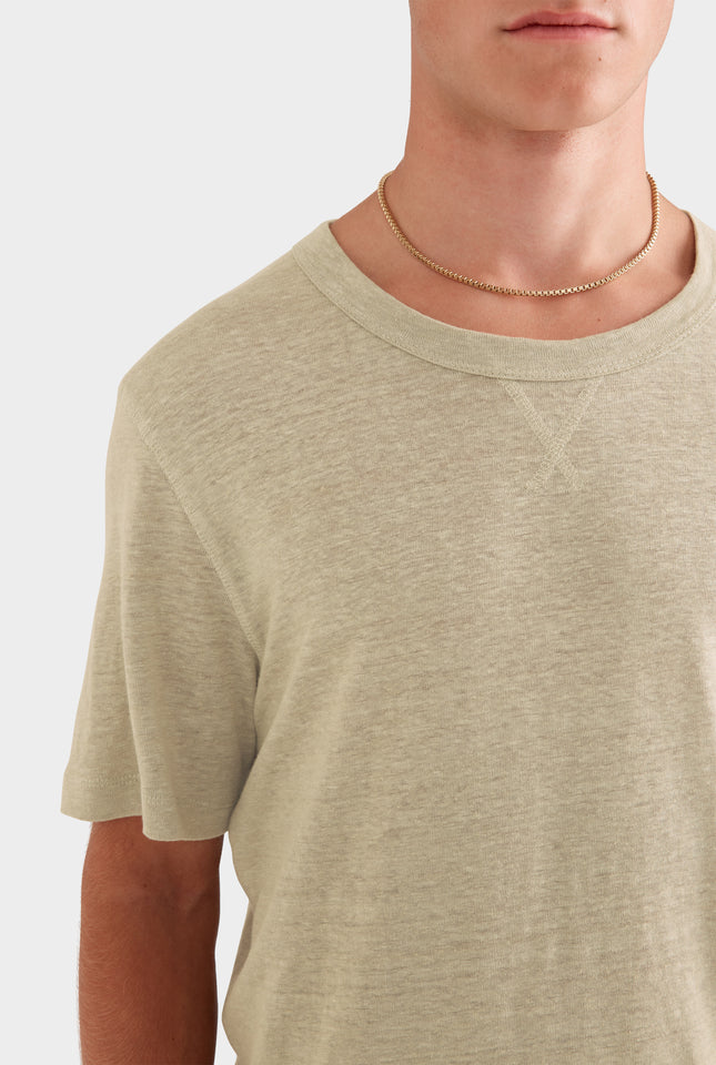 Coverstitch Linen T-Shirt - Sage