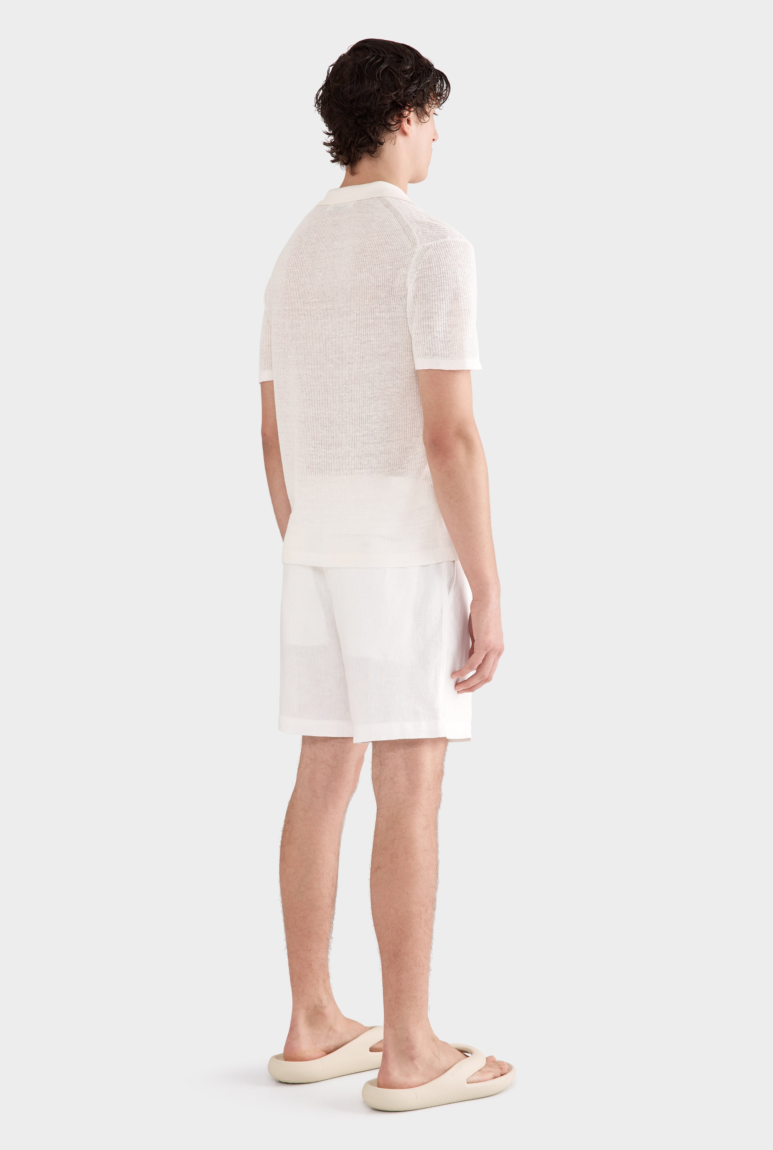 Rib Knit Open Neck Polo 2.0 - Off White