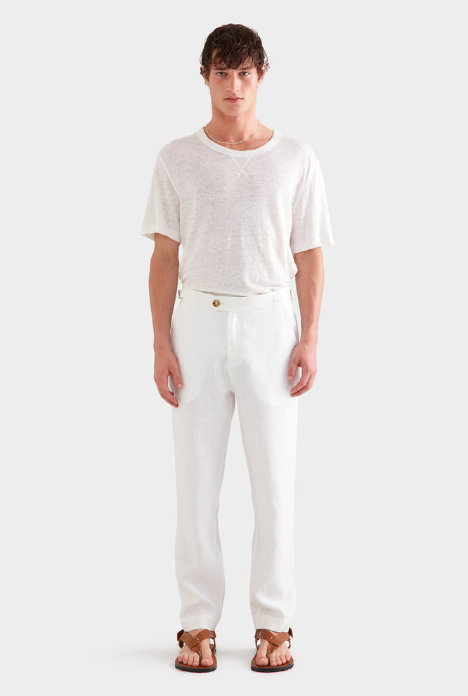 Side Tab Trouser - White