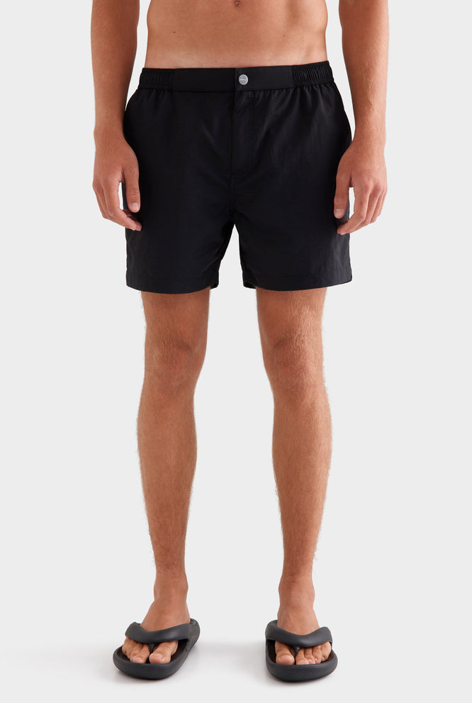 Solid Snaplock Swim Short - Black