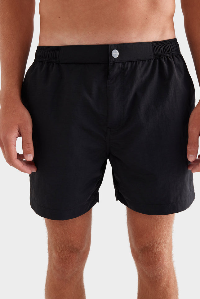 Solid Snaplock Swim Short - Black