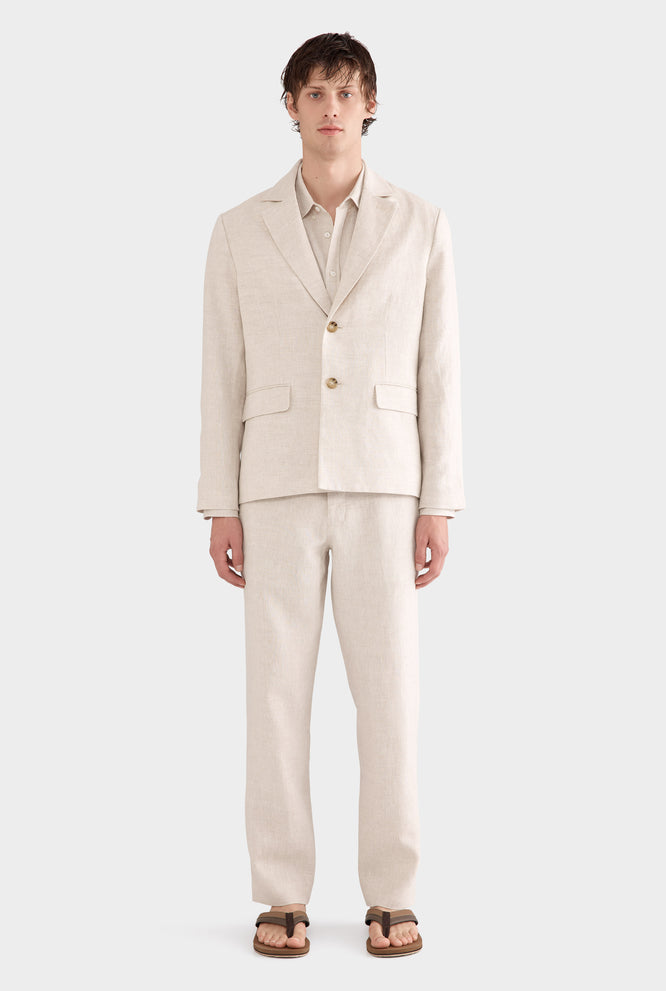 Tailored Linen Blazer - Sand