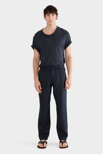 Tailored Linen Trouser - Navy