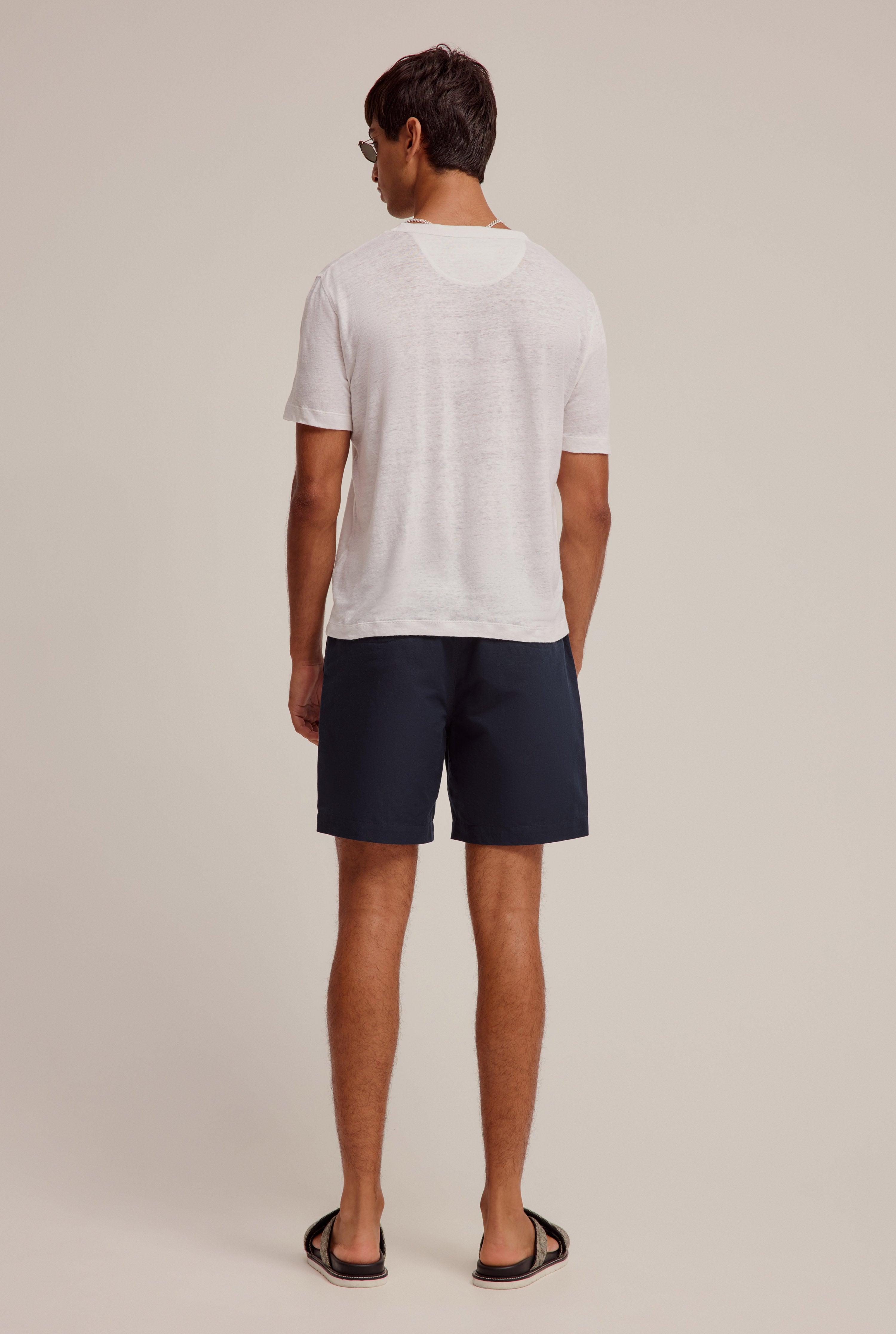Cotton Twill Side Tab Short - Navy/Natural Tape