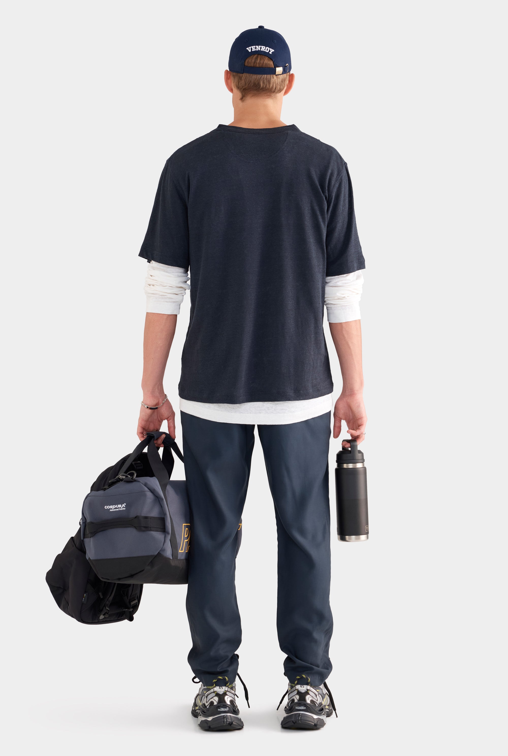 Coverstitch Linen T-Shirt - Navy