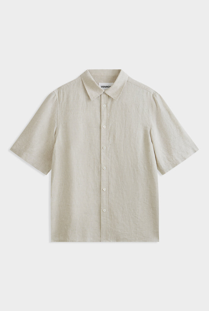 Mid Sleeve Linen Shirt - Sand