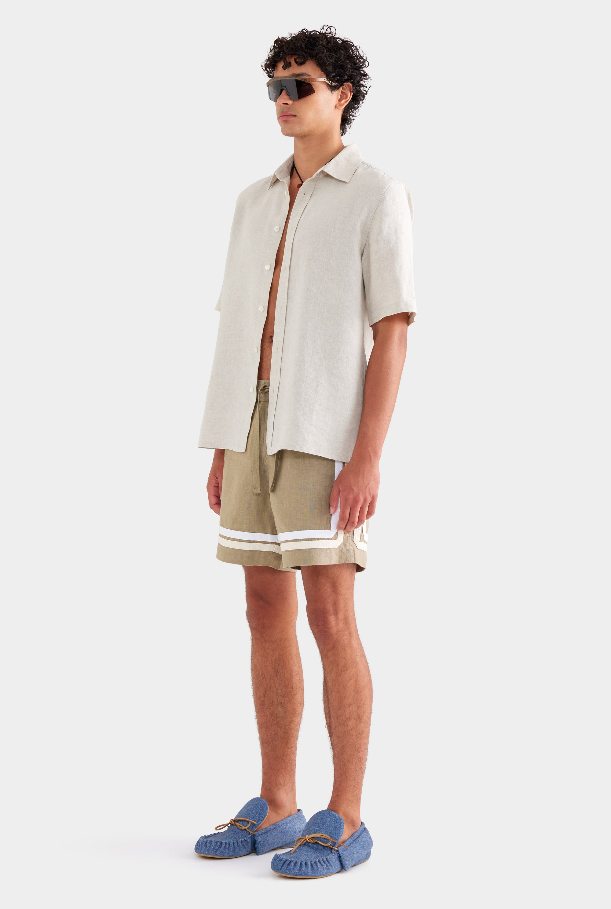 Mid Sleeve Linen Shirt - Sand