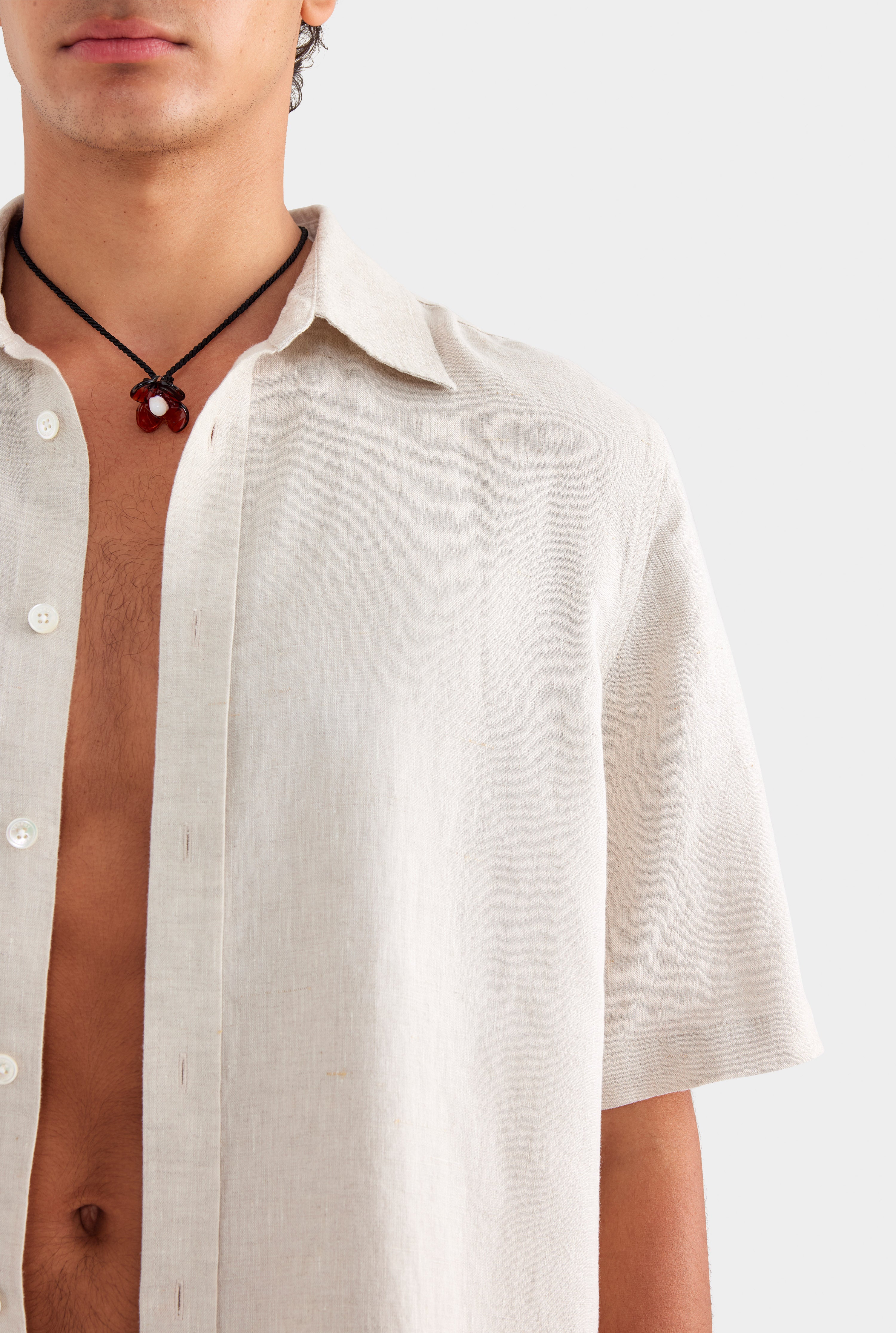 Mid Sleeve Linen Shirt - Sand