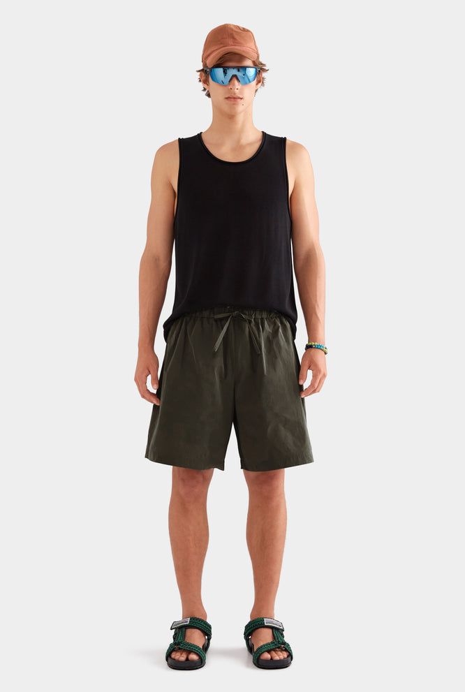 Oversized Taffeta Short - Forest Green