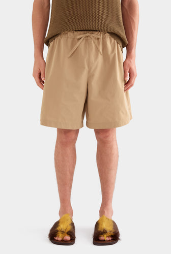 Oversized Taffeta Short - Tan