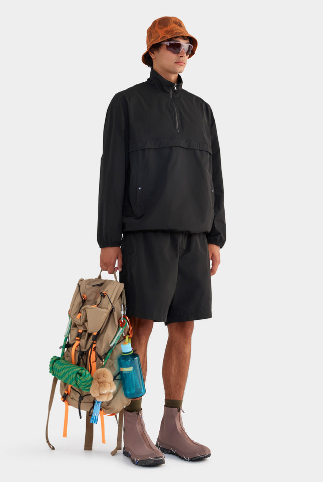 Panelled Nylon Quarter Zip - Black