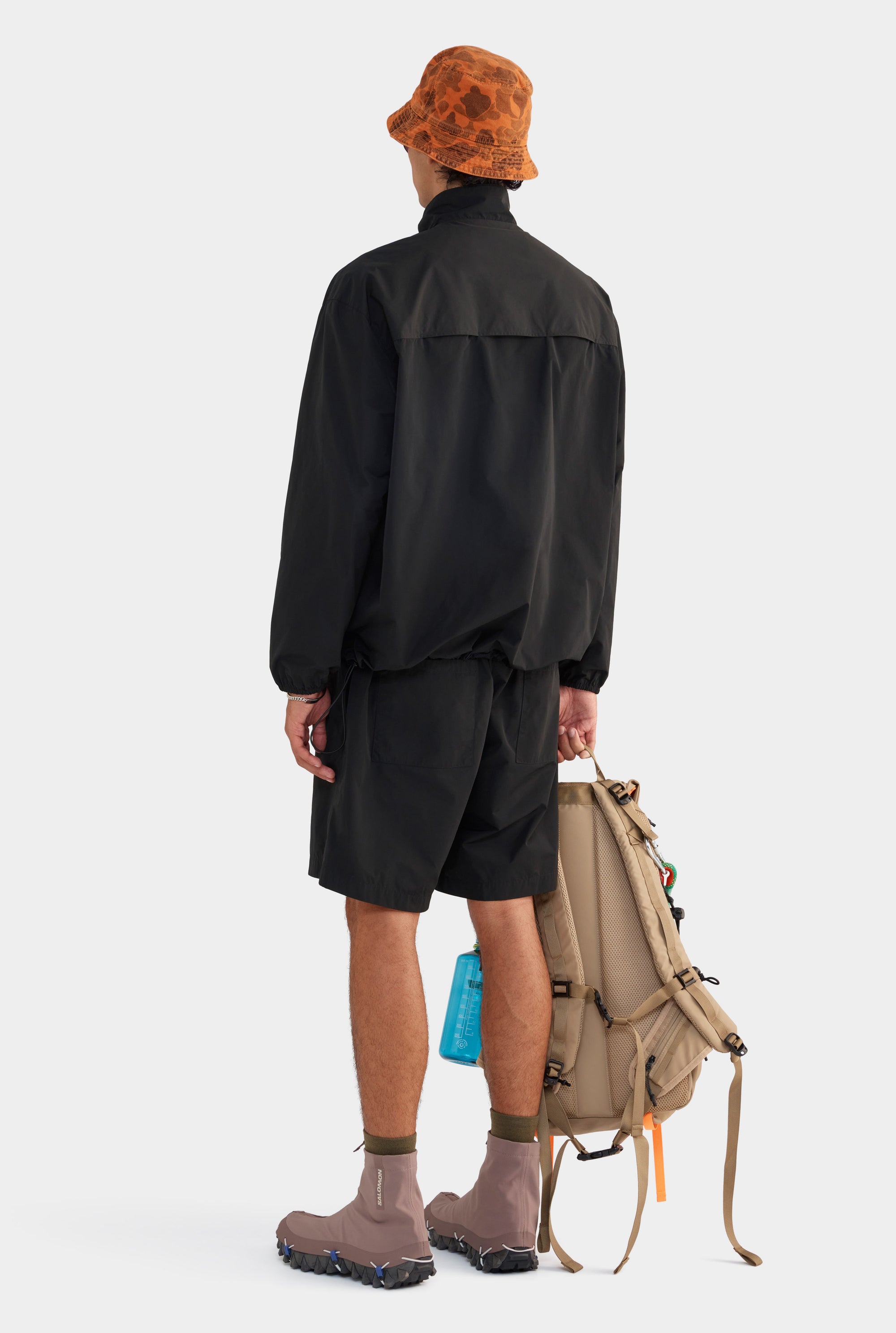 Panelled Nylon Quarter Zip - Black