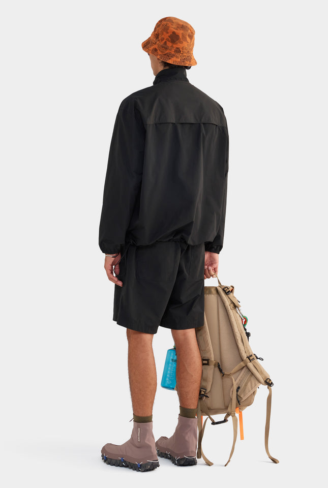 Panelled Nylon Quarter Zip - Black