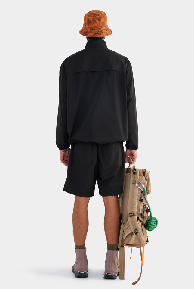 Panelled Nylon Quarter Zip - Black