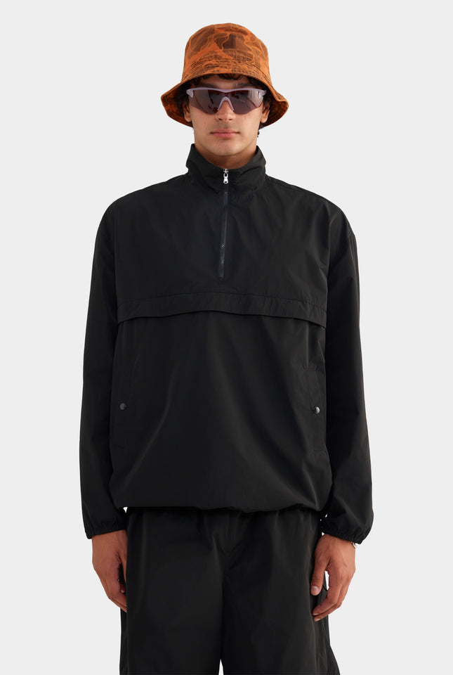 Panelled Nylon Quarter Zip - Black