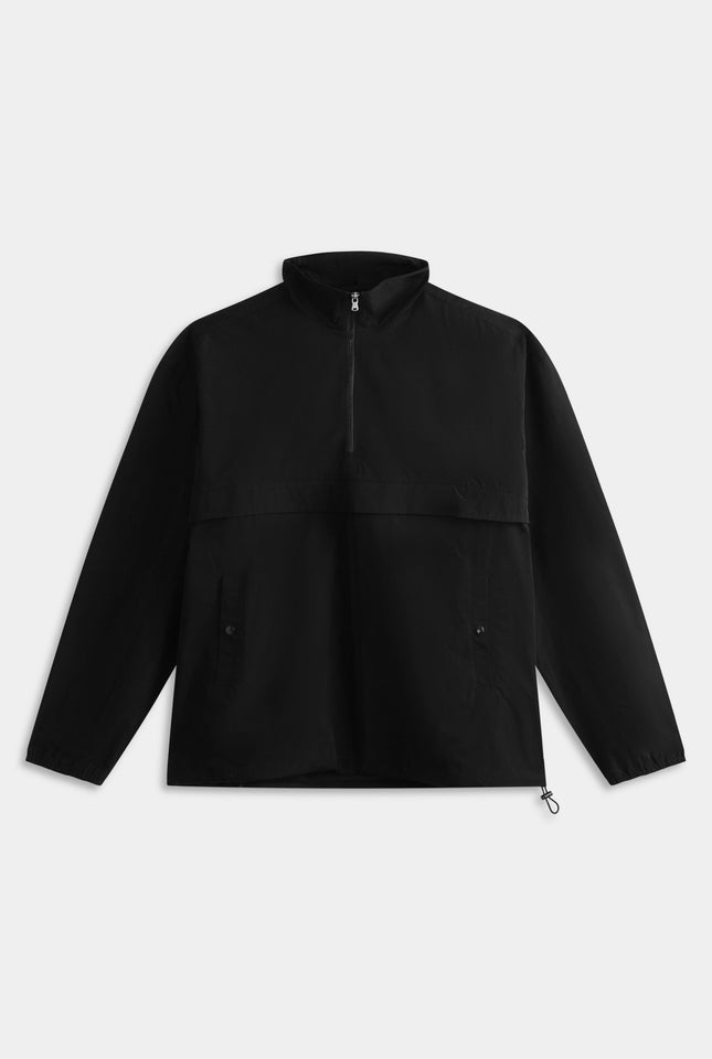 Panelled Nylon Quarter Zip - Black