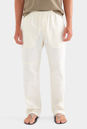 Panelled Poplin Trouser - Cream