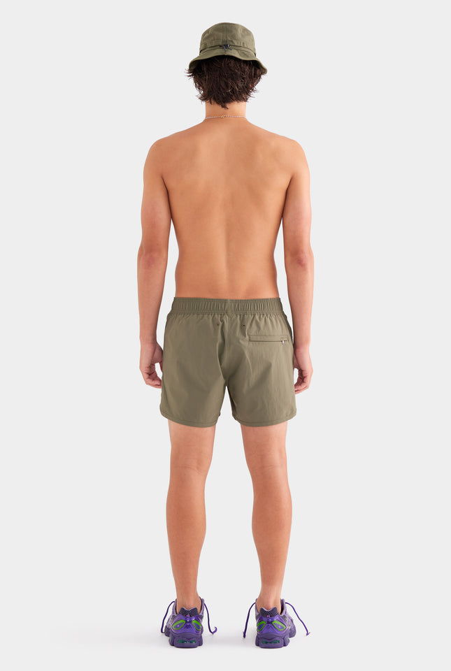 Panelled Stretch Swim Short - Smokey Olive/Black