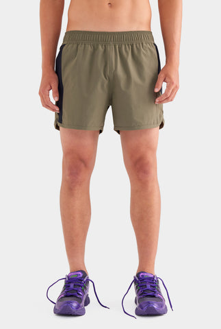 Panelled Stretch Swim Short - Smokey Olive/Black