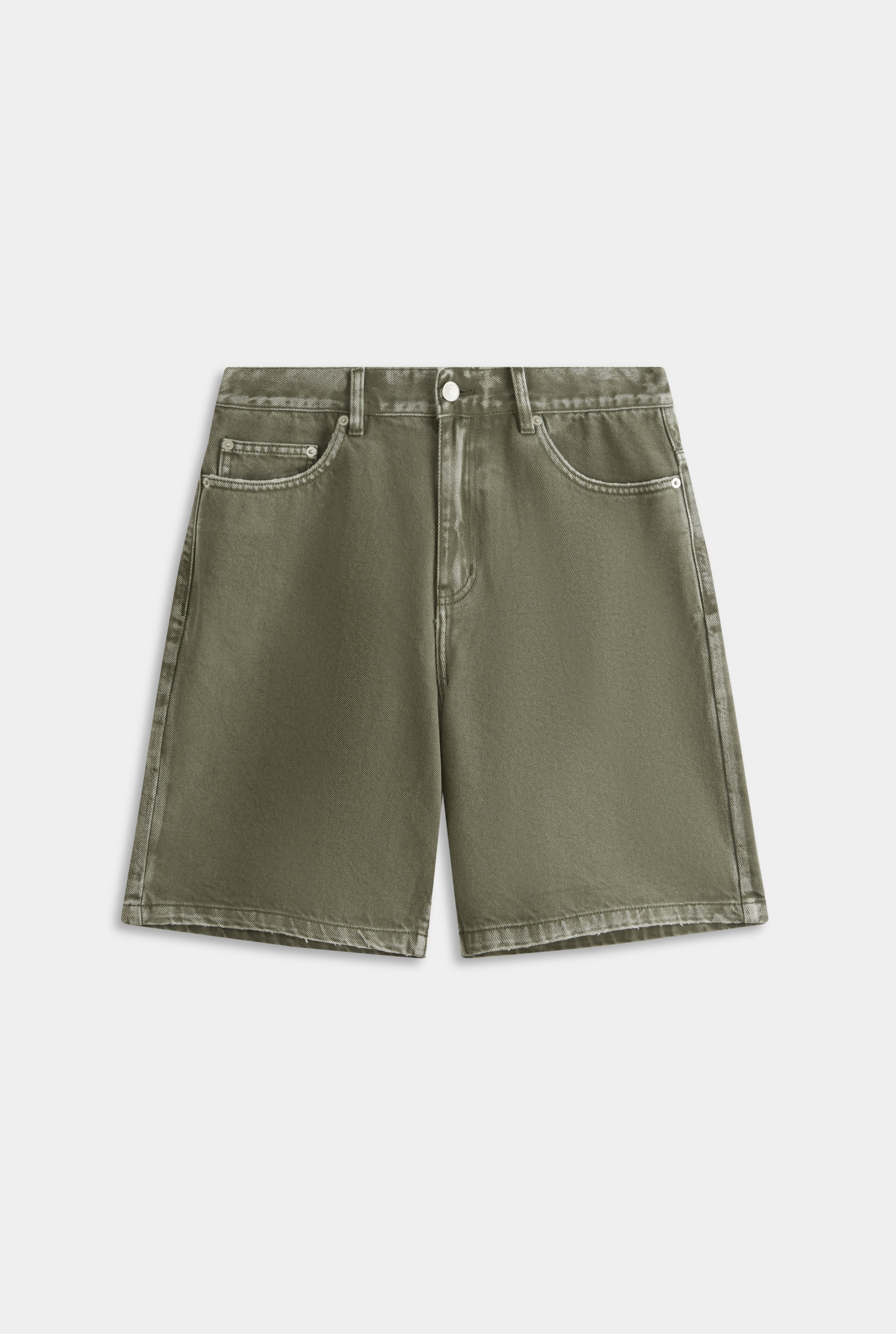 Pigment Dyed Denim Bermuda Shorts - Smokey Olive