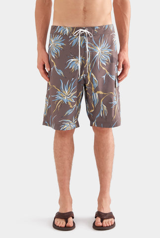 Printed Boardshort - Charcoal Floral Horse Print