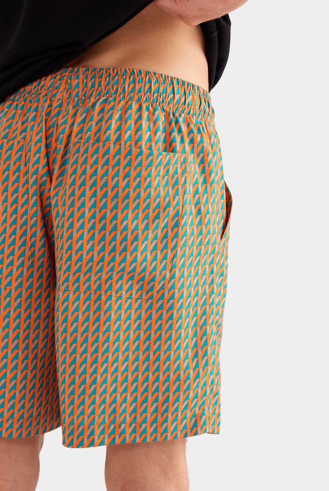 Printed Tencel Lounge Short - Bright Orange/Teal V Monogram