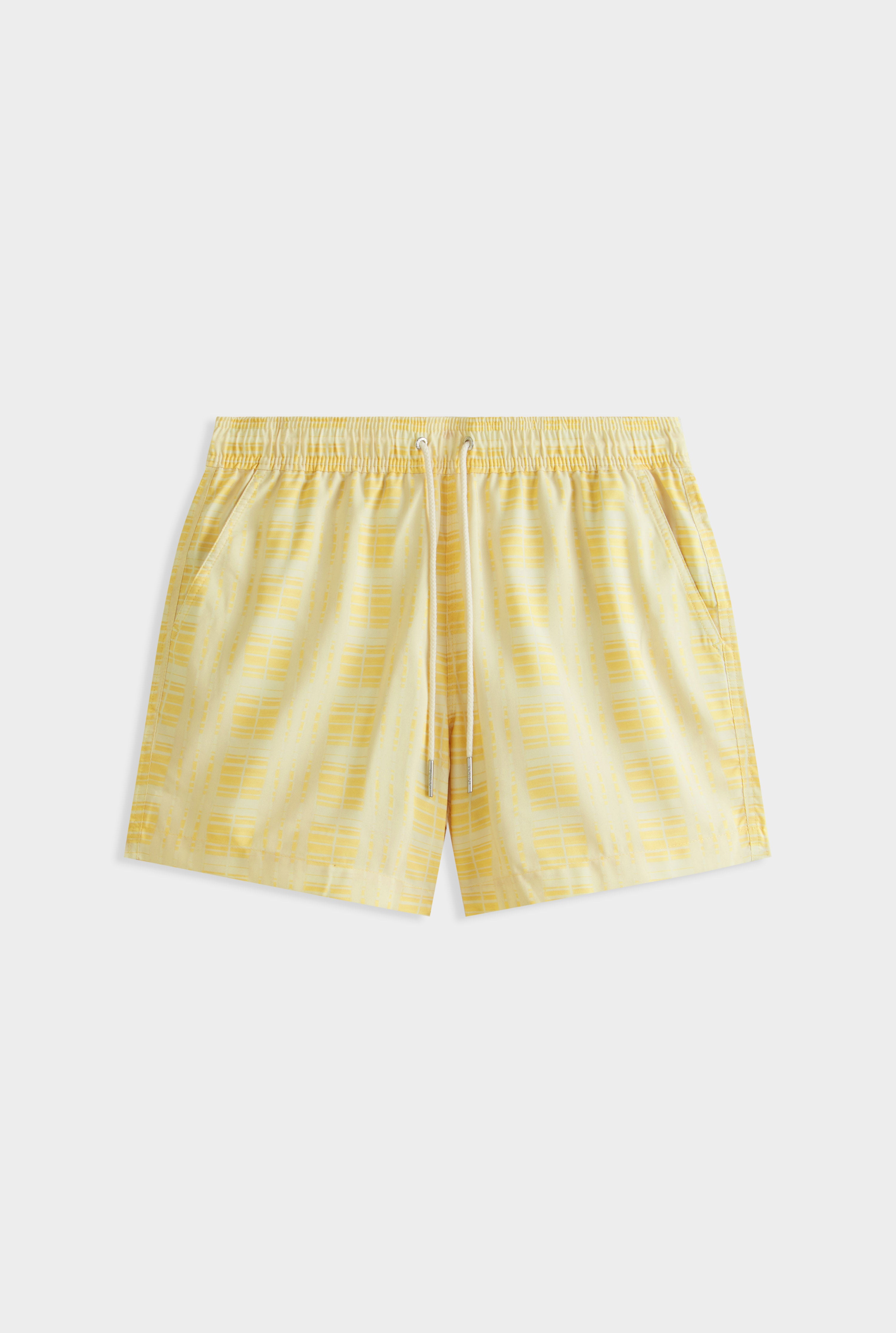 Printed Swim Short - Painted Yellow Check