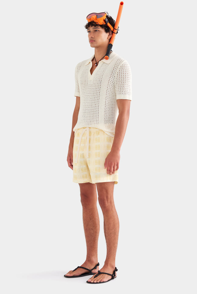 Printed Lounge Short - Yellow Painted Check