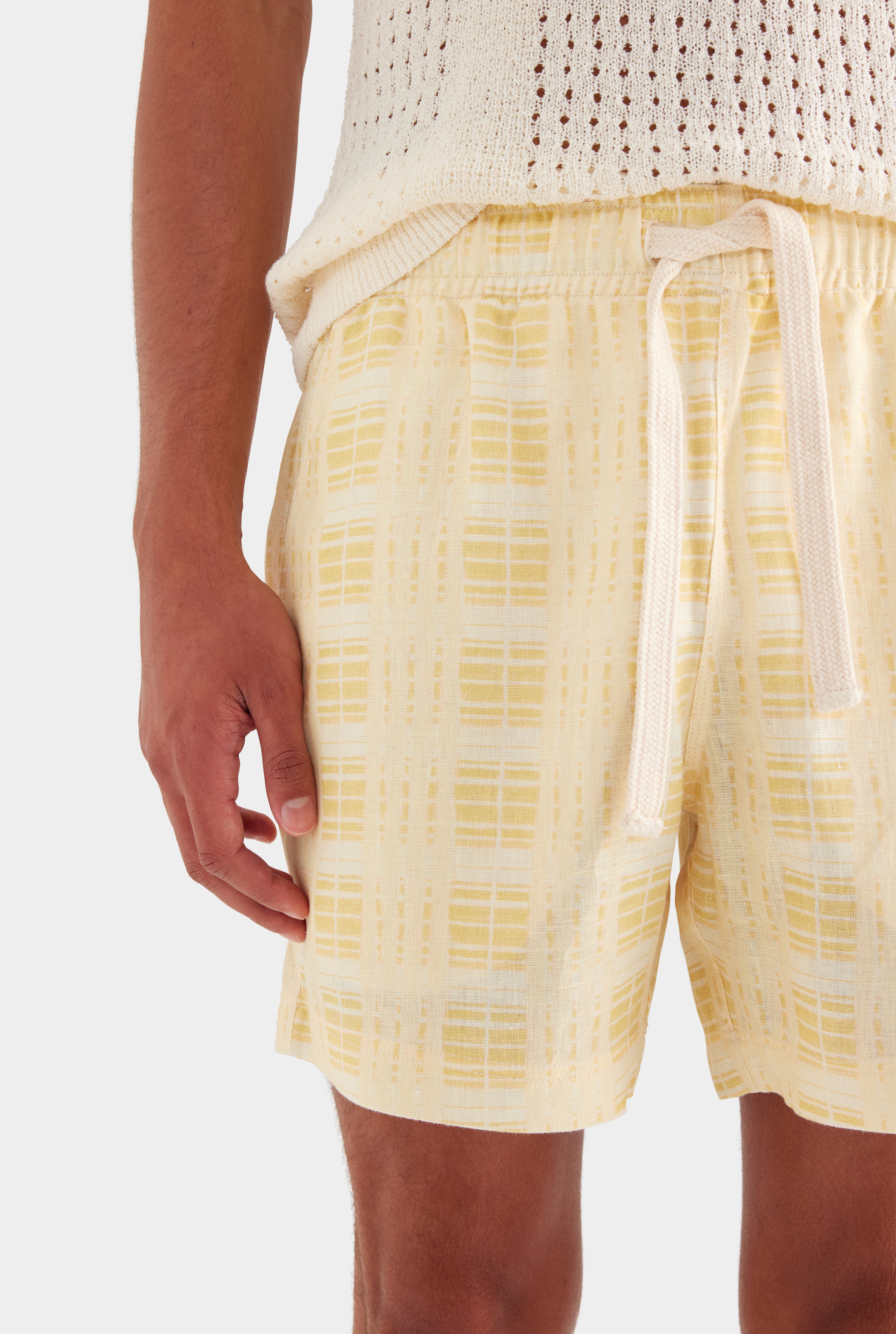 Printed Lounge Short - Yellow Painted Check