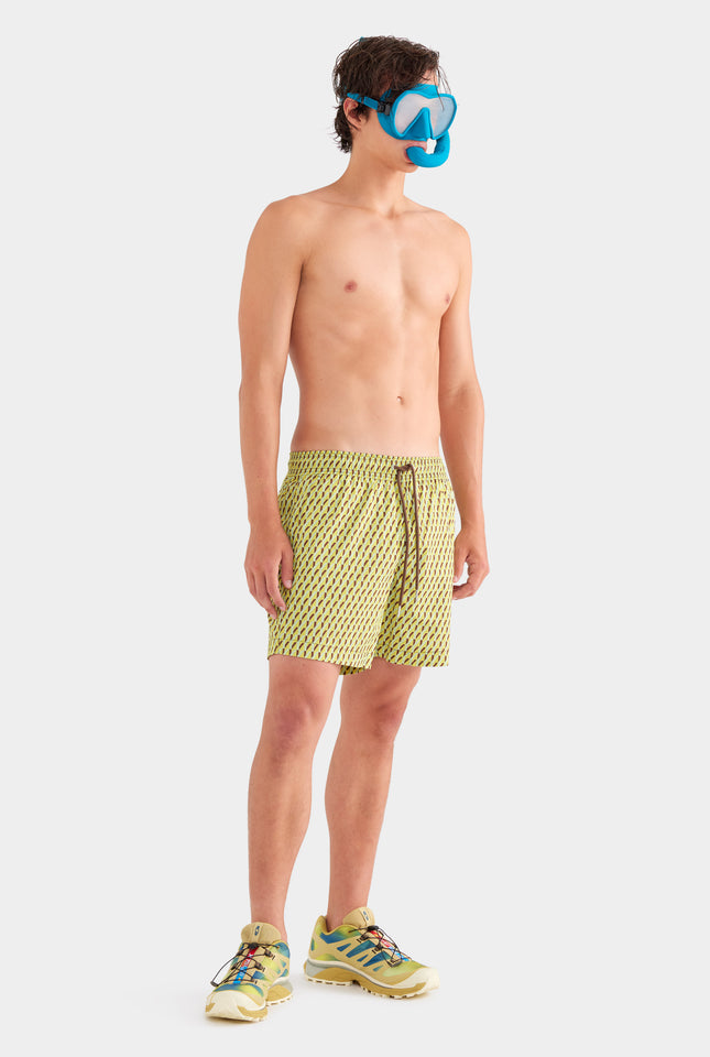 Printed Swim Short - Dijon/Lime V Monogram