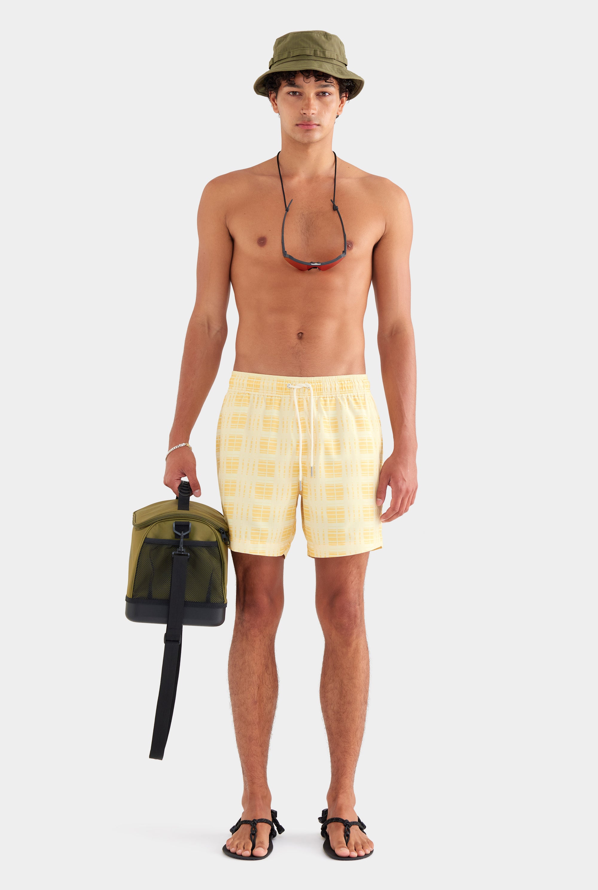 Printed Swim Short - Painted Yellow Check