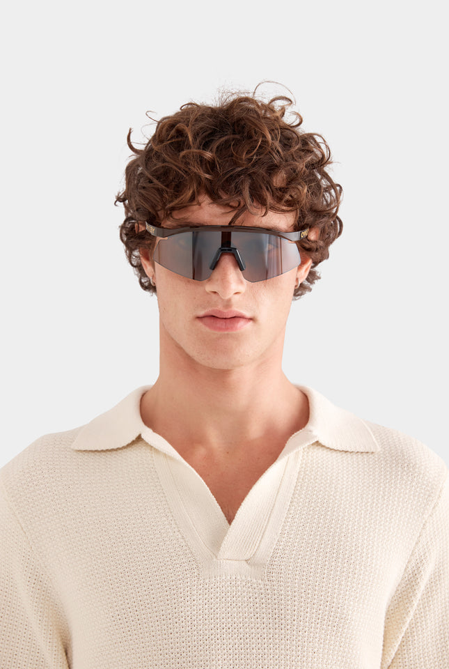 Relaxed Cotton Knit Open Neck Polo - Cream